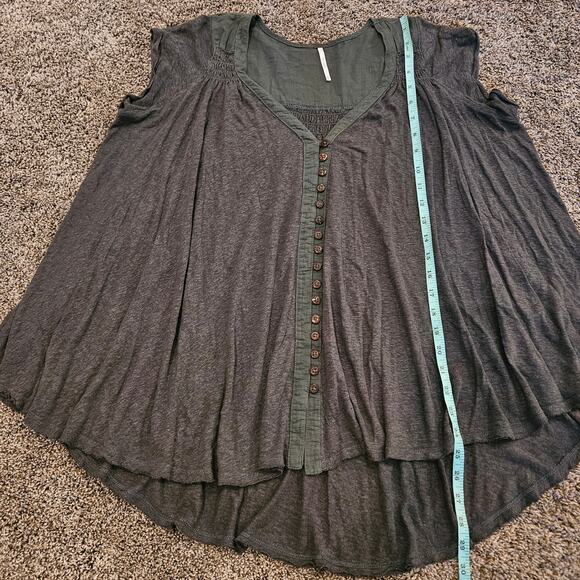 Free People Top Women Size XS Highland Button Front Cap Sleeve Swing Boho Hippie - Picture 3 of 11